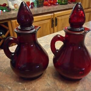 Avon Deep Red Glass Decanters